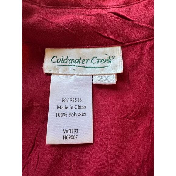 VTG Coldwater Creek 90s Y2K Button Up Top Sz 2X Crinkle Red Casual Boho Artsy - Picture 9 of 10